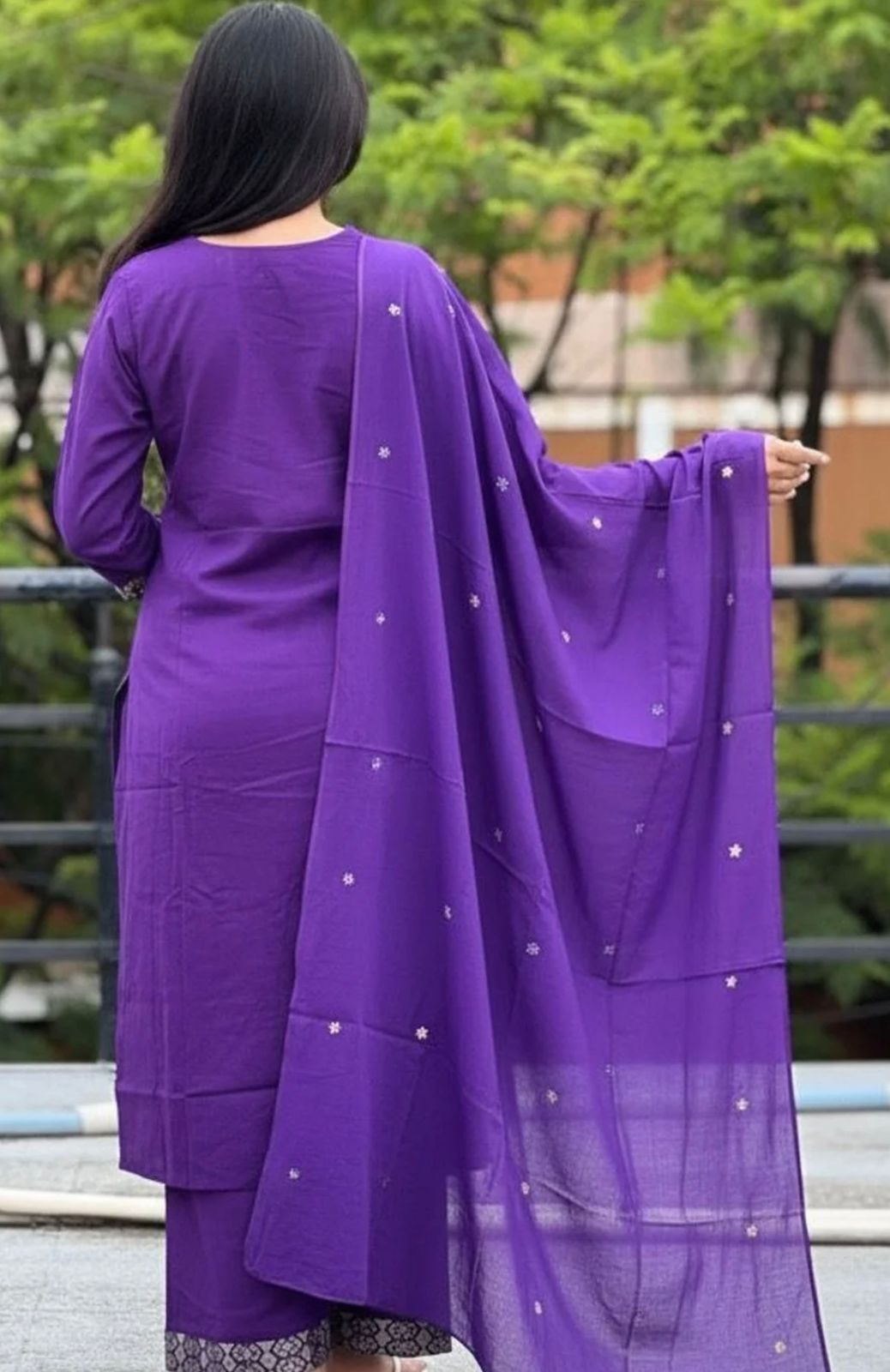 Purple Embroidered Kurta Set with Dupatta