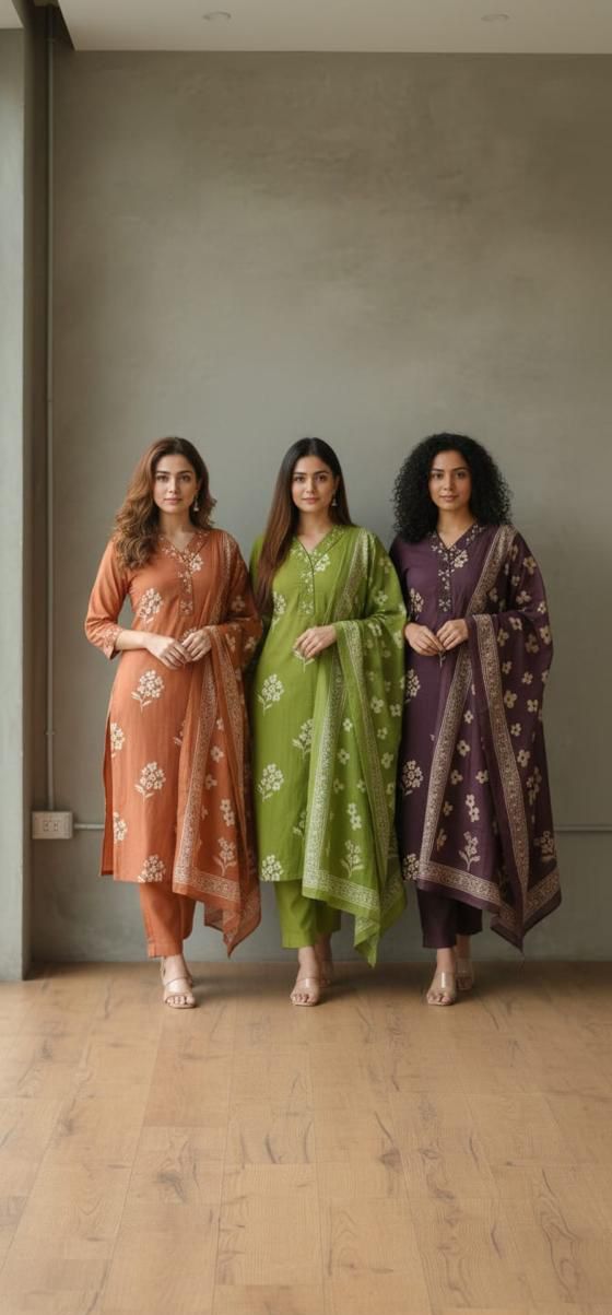 Pure Cotton Floral Printed Kurta Set with Dupatta