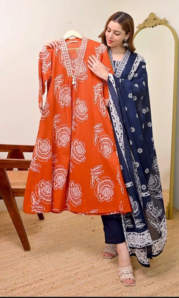 Pure Cotton Printed Kurta Set with Dupatta